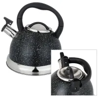 Чайник со свистком, серия Black Marble 3 л и складывающейся ручкой, индукц. капсульное дно - Agness