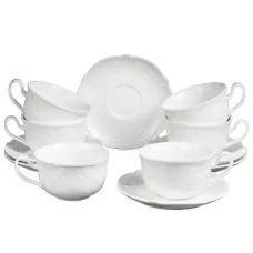 Фарфоровый чайный набор на 6 персон, 12 предметов Floral, 350 мл - Lefard