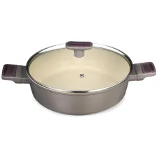 Сотейник со стеклянной крышкой и антипригарным покрытием Pfluon Marble, 26*7,5 см – Agness