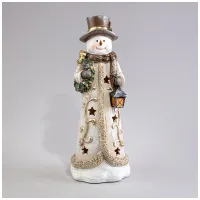 Статуэтка снеговик с LED-подсветкой 12,5х12х33,7 см – Lefard