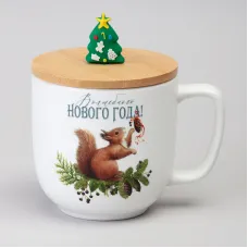 Кружка Winter Story 390 мл с бамбуковой крышкой - Lefard