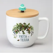 Кружка Winter Story 390 мл с бамбуковой крышкой - Lefard