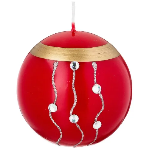 Свеча декоративная шар волшебное сияние red диаметр 8 см высота=9 см - Adpal
