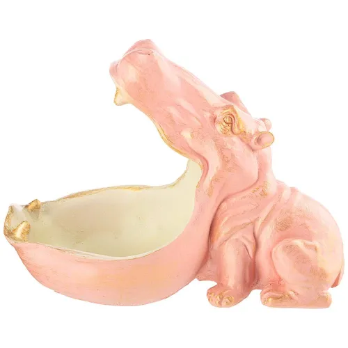 Шкатулка декоративная для мелочей бегемот, 30*22см цвет: розовый с золотом