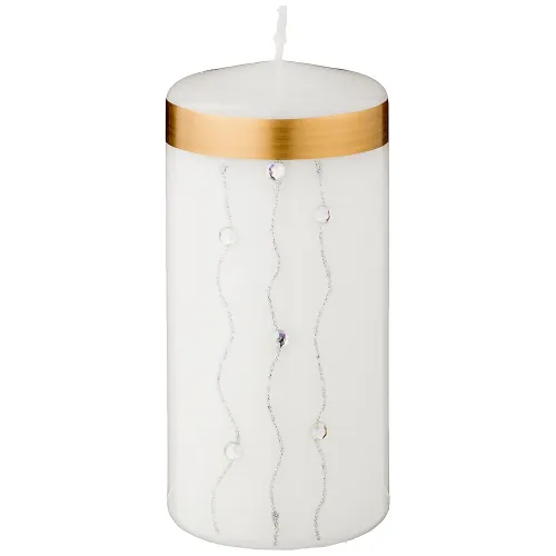 Свеча декоративная столбик высокий волшебное сияние white диаметр 7 см высота=15 см - Adpal