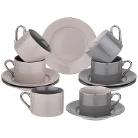 Фарфоровый чайный набор на 6 персон, 12 предметов, 200 мл – Lefard