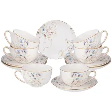 Фарфоровый чайный набор на 6 персон, 12 предметов, Завтрак у короля, 280 мл – Lefard