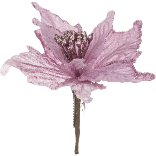 Цветок искусственный пуансетия диаметр=20 смна клипсе - Lefard