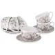 Фарфоровый чайный набор на 6 персон 12 предметов white flower 330 мл серый - Lefard