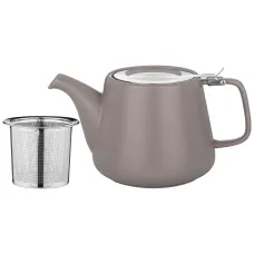 Керамический заварочный чайник с металлическим ситом и крышкой velour 1.2 л, 23.5*11*12.5 см, серый - Bronco