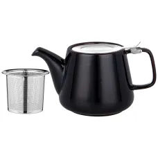 Керамический заварочный чайник с металлическим ситом и крышкой luster 1.2 л, 23.5*11*12.5 см, синий - Bronco