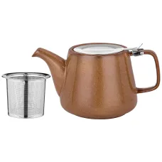 Керамический заварочный чайник с металлическим ситом и крышкой luster 1.2 л, 23.5*11*12.5 см, коричневый - Bronco