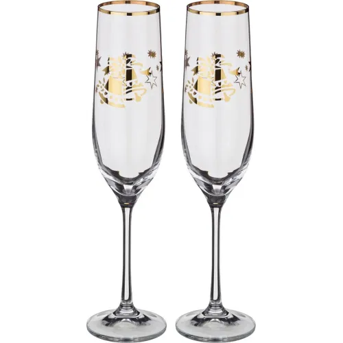 Набор бокалов для шампанского из 2 штук 190 мл высота=24 см - Bohemia Crystal