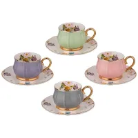 Фарфоровый кофейный набор на 4 персоны, 8 предметов, Времена, 95 мл, микс – Lefard