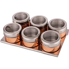 Набор для специй Rosso 7 предметов на магнитах, в т. ч. металлическая подставка 20 × 13 × 5 см – Agness