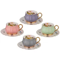 Фарфоровый чайный набор на 4 персоны, 8 предметов, Времена года, 200 мл, микс – Lefard