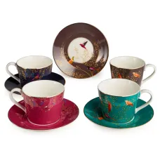 Фарфоровый чайный набор на 4 персоны, 8 предметов Golden Birds, 220 мл – Lefard