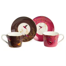 Фарфоровый кофейный набор на 2 персоны, 4 предмета, Golden Birds, 120 мл – Lefard