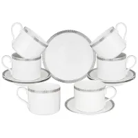 Фарфоровый чайный набор на 6 персон, 12 предметов, Crown, 300 мл – Lefard