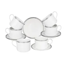 Фарфоровый чайный набор на 6 персон 12 предметов crown 300 мл платиновый - Lefard