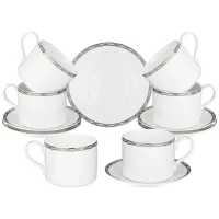 Фарфоровый чайный набор на 6 персон, 12 предметов Glamour, 300 мл голубой – Lefard