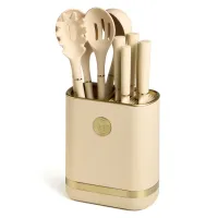 Набор из 11 предметов: 5 ножей, подставка, половник, ложка, лопатка, шумовка, ложка для спагетти - Agness