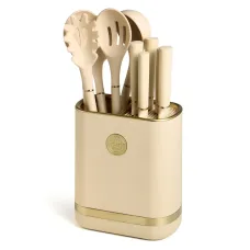 Набор из 11 предметов: 5 ножей, подставка, половник, ложка, лопатка, шумовка, ложка для спагетти - Agness