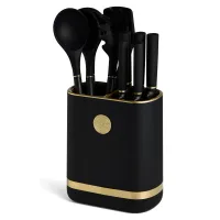 Набор из 11 предметов: 5 ножей, подставка, половник, ложка, лопатка, шумовка, ложка для спагетти - Agness