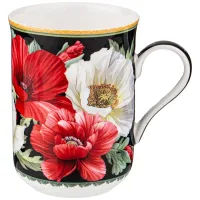 Фарфоровая кружка Маки 350 мл черная – Lefard