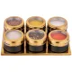 Набор для специй 7 предметов черное золото на магнитах, металлическая подставка 20*13*5 см - Agness