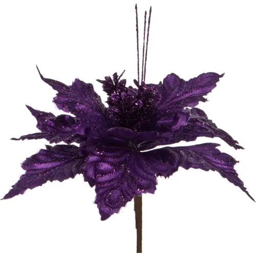 Цветок искусственный пуансетия диаметр=30 см на клипсе фиолетовый