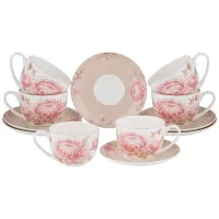 Фарфоровый чайный набор на 6 персон, 12 предметов, Астра, 330 мл – Lefard