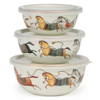 Набор мисок эмалированных с пластиковыми крышками, серия Passage, 6 пр. 14/16/18 см, 0,6/0,9/1,3 л – Lefard