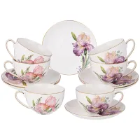 Фарфоровый чайный набор на 6 персон, 12 предметов, Iris, 280 мл – Lefard