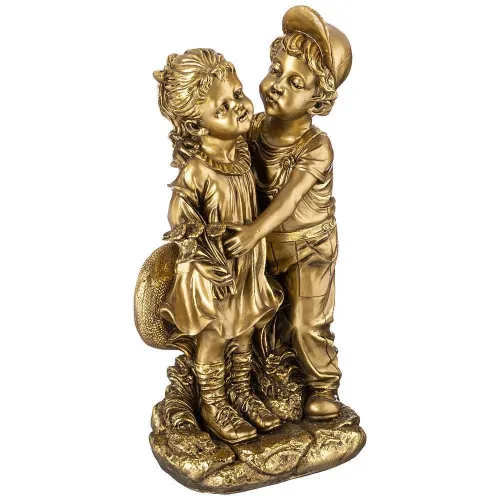 Фигурка мальчик целует девочку 33х20х50 см цвет: бронза с позолотой