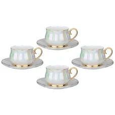 Фарфоровый чайный набор на 4 персоны 8 предметов pearl 200 мл - Lefard