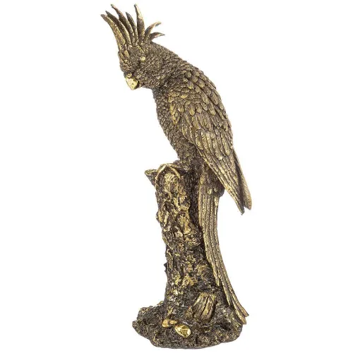 Фигурка декоративная попугай на ветке высота 36 см цвет: бронза с позолотой