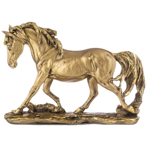 Фигурка декоративная лошадь на камне 33*8*23 см цвет: бронза с позолотой
