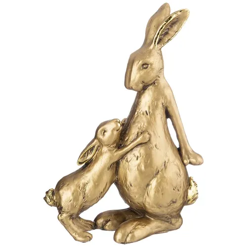 Фигурка декоративная зайчиха-мама с зайчиком 26х13х35 см цвет: бронза с позолотой