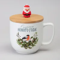 Кружка Winter Story 390 мл с бамбуковой крышкой - Lefard