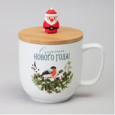 Кружка Winter Story 390 мл с бамбуковой крышкой - Lefard