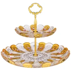 Фруктовница 2 ярусная Gold Glass, диаметр 17/30 см, высота 28.5 см – Lefard