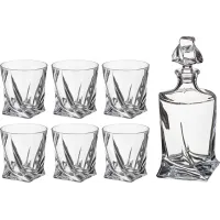 Набор для виски Квадро 7 предметов: штоф+6 стаканов 850/340 мл высота=27/10 см - Crystal Bohemia