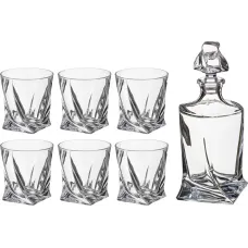 Набор для виски Квадро 7 предметов: штоф+6 стаканов 850/340 мл высота=27/10 см - Crystal Bohemia