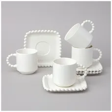 Фарфоровый чайный набор на 4 персоны, 8 предметов, Pearl, 7,5*10,5*8 см, 220 мл – Lefard