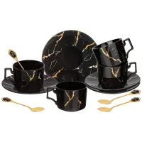 Фарфоровый чайный набор на 4 персоны, 12 предметов Fantasy черный, 250 мл – Lefard