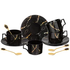 Фарфоровый чайный набор на 4 персоны, 12 предметов Fantasy черный, 250 мл – Lefard