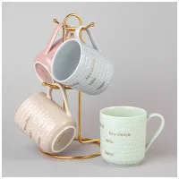 Набор кружек Good Morning на металл. подставке 4 штуки 330 мл микс цветов - Lefard