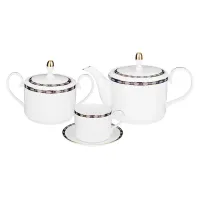 Фарфоровый чайный сервиз на 6 персон, 14 предметов Glamour, 1000/350/300 мл, синий – Lefard