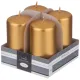 Набор свечей из 4 штук 8x4 см золотой металлик - Adpal